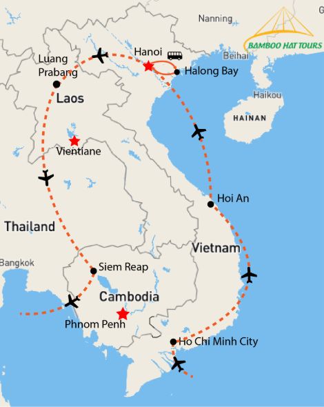 Map - INDOCHINA DELIGHT 16 DAYS